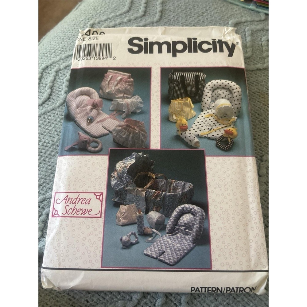 Simplicity 8400 Baby Accessories - Diaper Bag, Hat, Diaper Cover, Car Seat Uncut